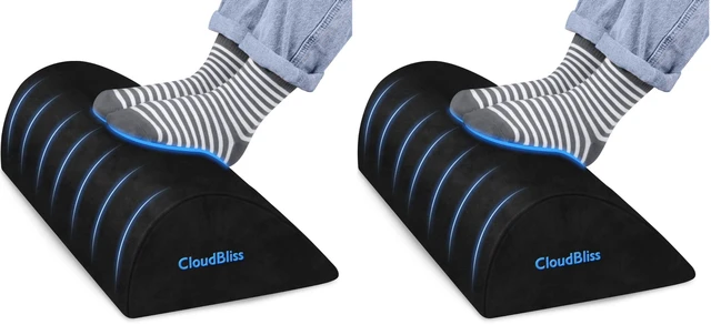 Main image of Foot Rest for Under Desk at Work,Office Desk Accessories with Soft Foam and Washable Removable Cover, Foot Stool for Office, Car, Home to Foot Support and Relax Ankles, Black (Pack of 2)