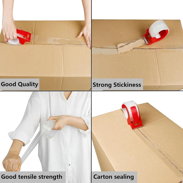 Alt view image 3 of 5 - 6-Pack Clear Packing Tape with Dispenser -2.7mil x 1.88" x 55Y Heavy Duty Packing Tape for Moving Boxes-Moving Tape Strong Adhesive Packaging Tape