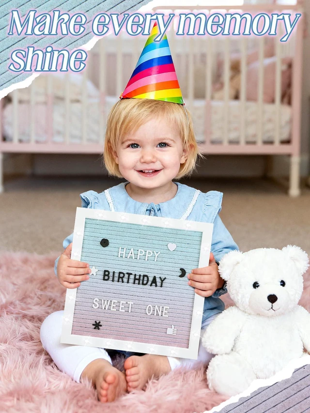 Alt view image 5 of 7 - 10"×10" Felt Letter Board with LED Lights & Stand, First Day of School Sign Wall/Desk Display, 450-Letter, Message Custom Signs Poster Board, Baby/Pregnancy Announcement/Birthday Decorations, Gradient