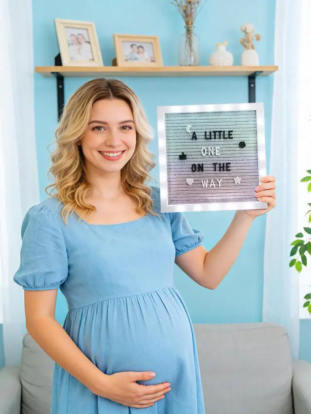Alt view image 6 of 7 - 10"×10" Felt Letter Board with LED Lights & Stand, First Day of School Sign Wall/Desk Display, 450-Letter, Message Custom Signs Poster Board, Baby/Pregnancy Announcement/Birthday Decorations, Gradient