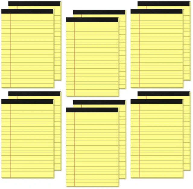 Main image of 12 Pack Small Yellow Legal Pads 5x8 Note Pads 5x8 College Ruled Notepads Narrow Ruled Yellow Paper Pads 25 Lines Perforared Small Paper Tablets 5x8" Lined Notepad 5x8 With 30 Sheets Per Legal Pad