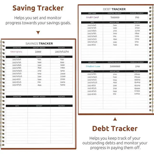 Alt view image 5 of 7 - Budget Planner, Undated Budget Book with Expense Tracker, 6.9" x 9.9" Monthly Budget Planner Bill Organizer, Account Book to Track Money and Finances, 150 Pages, Rust Brown