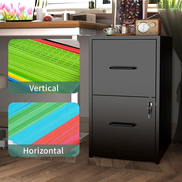 Alt view image 6 of 6 - 2 Drawer File Cabinet with Lock,Metal File Cabinet for Home Office Black Vertical Filing Cabinets Heavy Duty Office Storage Cabinets for Letter/Legal/A4/F4 Size File, Assembly Required