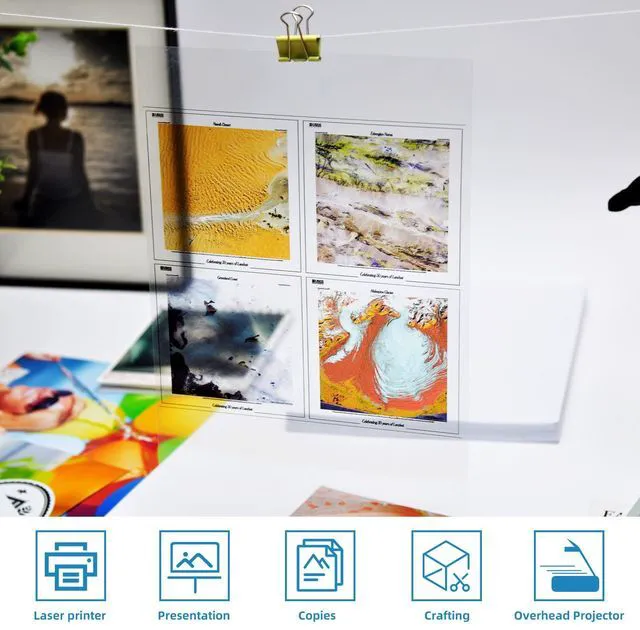 Alt view image 4 of 7 - Inkjet Transparency Film 8.5x11 200Sheets OHP Overhead Projector Film for DIY Crafting 100% Clear Transparency Paper For Inkjet Printer (200, 8.5x11)