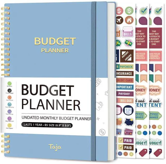 Main image of Budget Planner, Undated Budget Book with Expense Tracker, 6.9" x 9.9" Monthly Budget Planner Bill Organizer, Account Book to Track Money and Finances, 150 Pages, Sky Blue