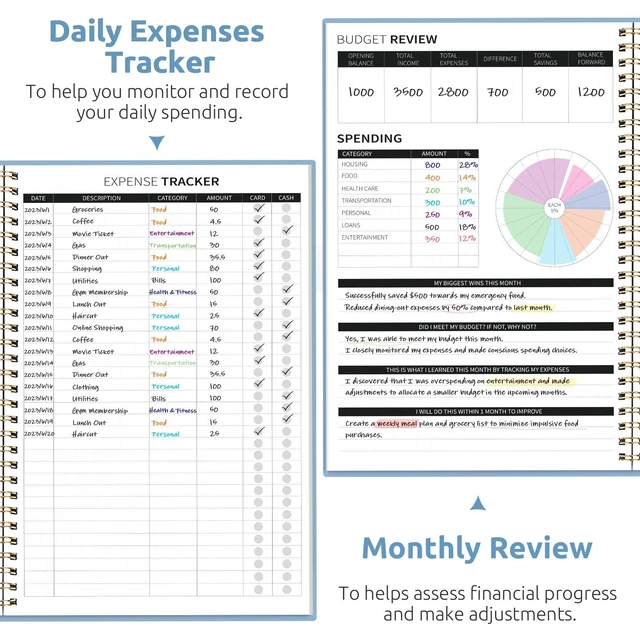 Alt view image 4 of 7 - Budget Planner, Undated Budget Book with Expense Tracker, 6.9" x 9.9" Monthly Budget Planner Bill Organizer, Account Book to Track Money and Finances, 150 Pages, Sky Blue