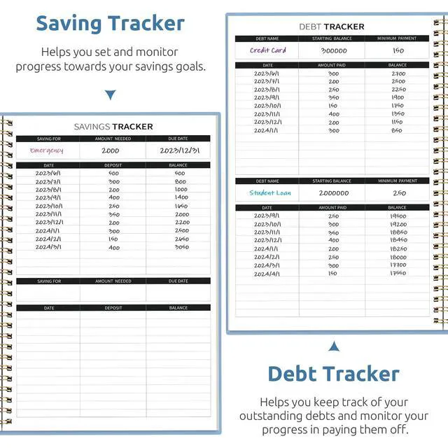 Alt view image 5 of 7 - Budget Planner, Undated Budget Book with Expense Tracker, 6.9" x 9.9" Monthly Budget Planner Bill Organizer, Account Book to Track Money and Finances, 150 Pages, Sky Blue