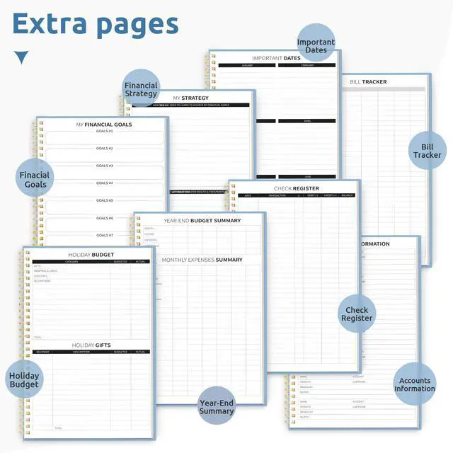 Alt view image 6 of 7 - Budget Planner, Undated Budget Book with Expense Tracker, 6.9" x 9.9" Monthly Budget Planner Bill Organizer, Account Book to Track Money and Finances, 150 Pages, Sky Blue