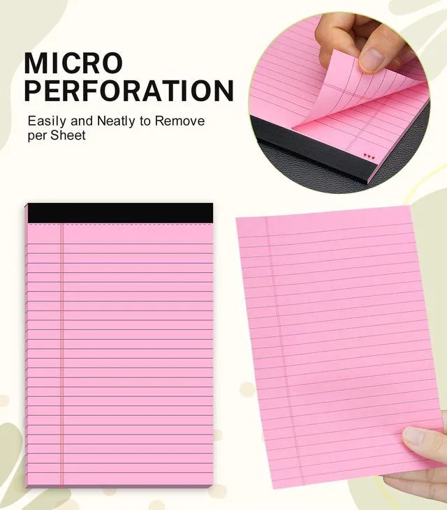 Alt view image 4 of 7 - 36 Pack Note Pads 5x8 Narrow Ruled Legal Pad Multicolor Small Writing Pads Colored Legal Pads 5x8 Pink Lined Notepad Purple Notepads,30 Sheet/notepad,Perforated Lined Note Pads for Study,Office,Home