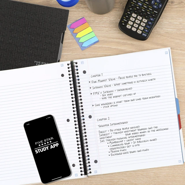 Alt view image 3 of 7 - Advance Spiral Notebook + Study App, 3 Subject, College Ruled Paper, 8-1/2" x 11", 150 Sheets, Spiral Guard, Movable Tabbed Dividers, White (73142)