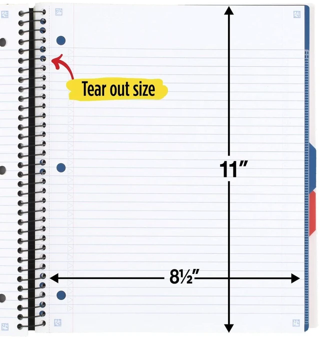 Alt view image 7 of 7 - Advance Spiral Notebook + Study App, 3 Subject, College Ruled Paper, 8-1/2" x 11", 150 Sheets, Spiral Guard, Movable Tabbed Dividers, White (73142)
