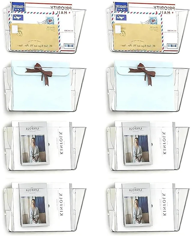 Main image of 8 Pockets Acrylic Wall File Organizer Clear File Holder for Office