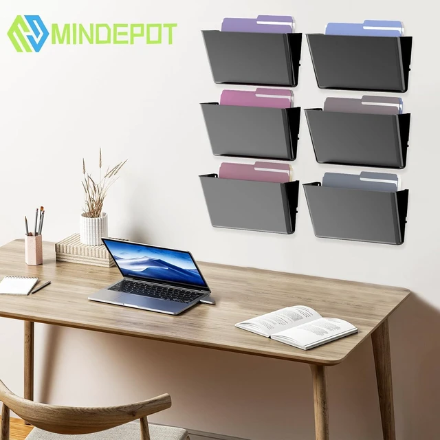 Alt view image 3 of 6 - 5 Pockets Acrylic Wall File Organizer, Wall File Holder Black Single Wall File Organizer Save Space Sturdy Acrylic Material
