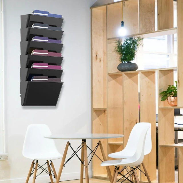 Alt view image 6 of 6 - 5 Pockets Acrylic Wall File Organizer, Wall File Holder Black Single Wall File Organizer Save Space Sturdy Acrylic Material