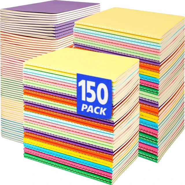 Main image of 150 Pack Small Mini Notebook Bulk, 3.5x5.5 Lined Pocket Notebook with Colored Cover, 10 Colors 24 Sheets (48 Pages) Small Journals for Traveler, Students, School Supplies