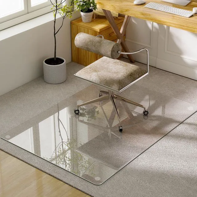 Main image of 47"x32" Tempered Glass Chair Mat Heavy-Duty Floor Protector for Carpet & Hard Floors Scratch-Resistant Office Computer Desk Mats Clear