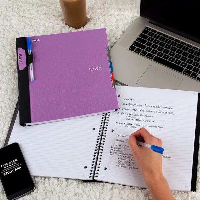 Alt view image 7 of 7 - Advance Spiral Notebook + Study App, 3 Subject, College Ruled Paper, 8-1/2" x 11", 150 Sheets, Spiral Guard, Movable Tabbed Dividers, Amethyst Purple (820060G)