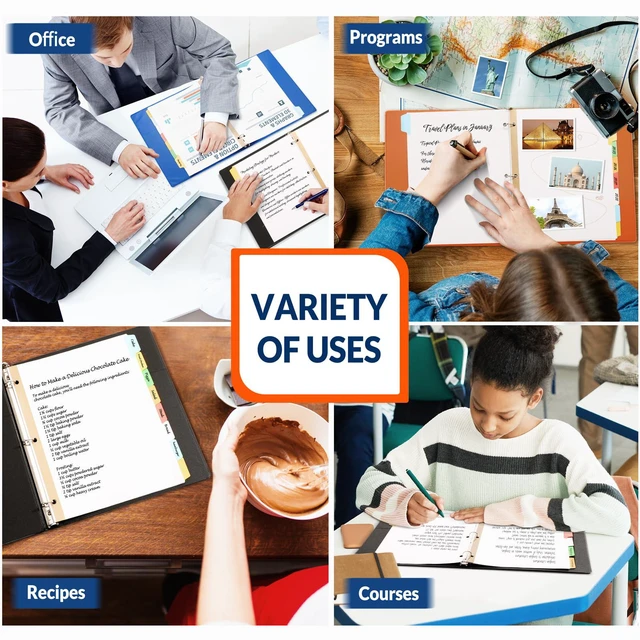 Alt view image 7 of 7 - Binder Dividers with Colorful Write On & Erase Tabs for 3 Ring Binder, 8.5 x 11 Paper White Reusable Dividers Blank with 8 Tabs, 12 Sets Page Dividers for School, Office and Home, 96 Dividers