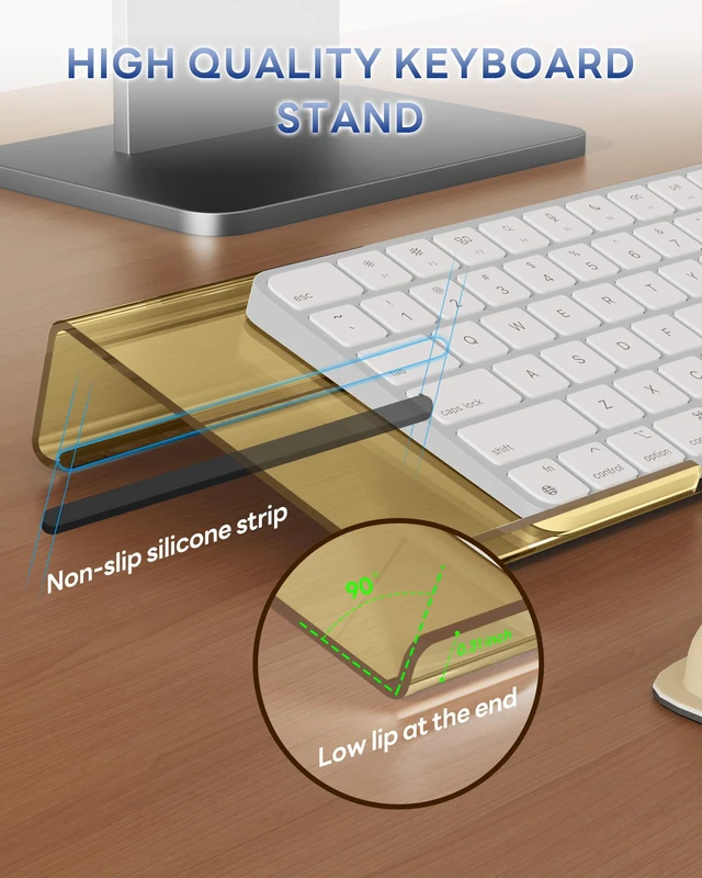 Alt view image 5 of 7 - Computer Keyboard Wrist Rest, Keyboard Riser Stand for Desk(Beige) Ergonomic Acrylic Keyboard Holder, Non-slip Wrist Pad, Pain Relief for Typing, Multiple Colors