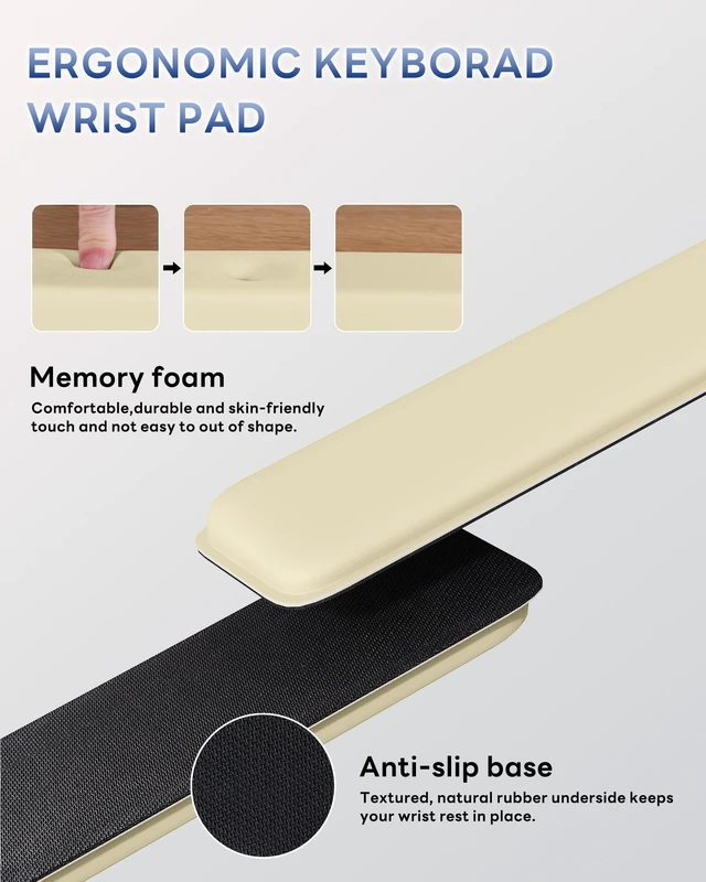 Alt view image 6 of 7 - Computer Keyboard Wrist Rest, Keyboard Riser Stand for Desk(Beige) Ergonomic Acrylic Keyboard Holder, Non-slip Wrist Pad, Pain Relief for Typing, Multiple Colors