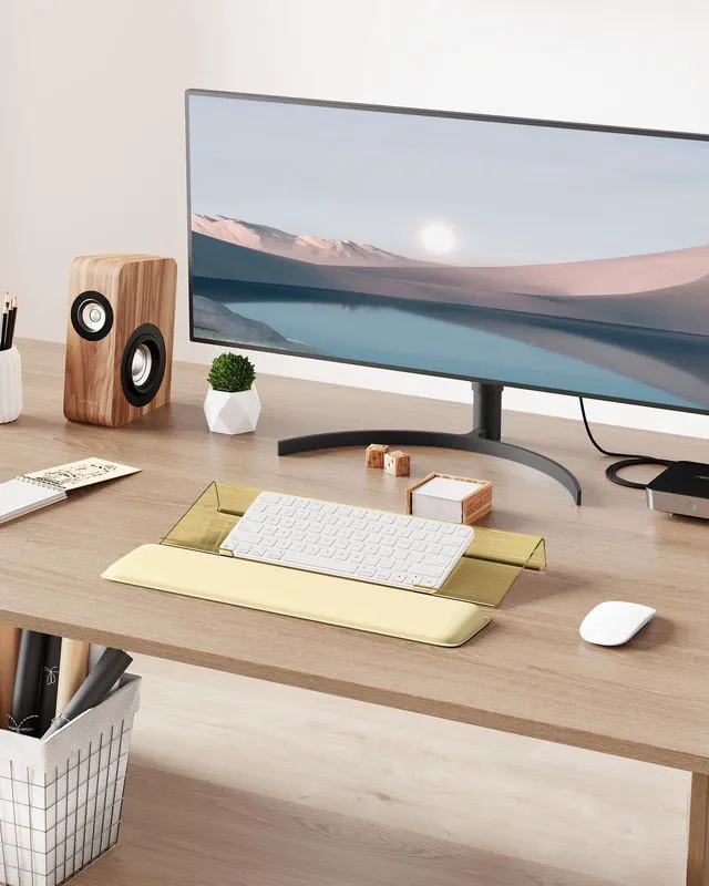 Alt view image 7 of 7 - Computer Keyboard Wrist Rest, Keyboard Riser Stand for Desk(Beige) Ergonomic Acrylic Keyboard Holder, Non-slip Wrist Pad, Pain Relief for Typing, Multiple Colors
