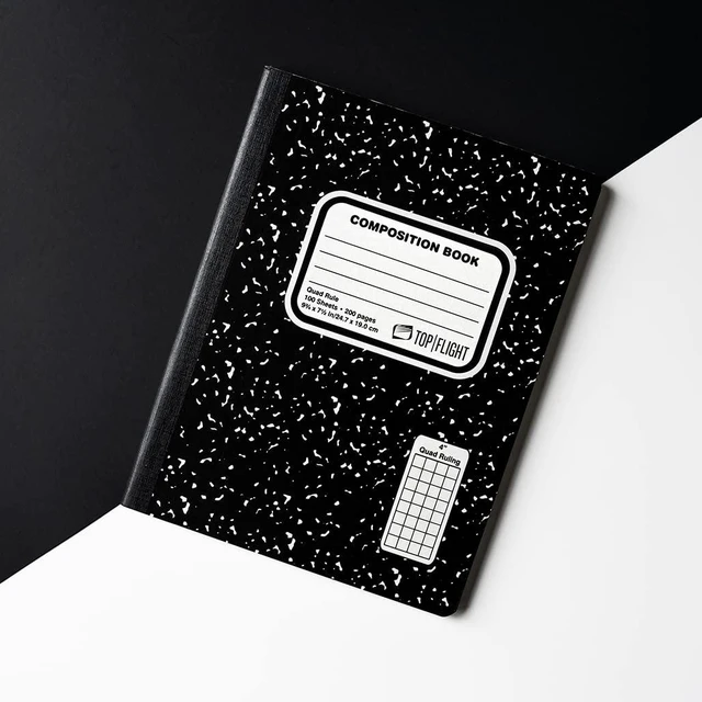 Alt view image 6 of 6 - Sewn Marble Composition Book, Black/White, Quad Rule, 4 Squares per Inch, 9.75 x 7.5 Inches, 100 Sheets (41320) (Pack of 4)