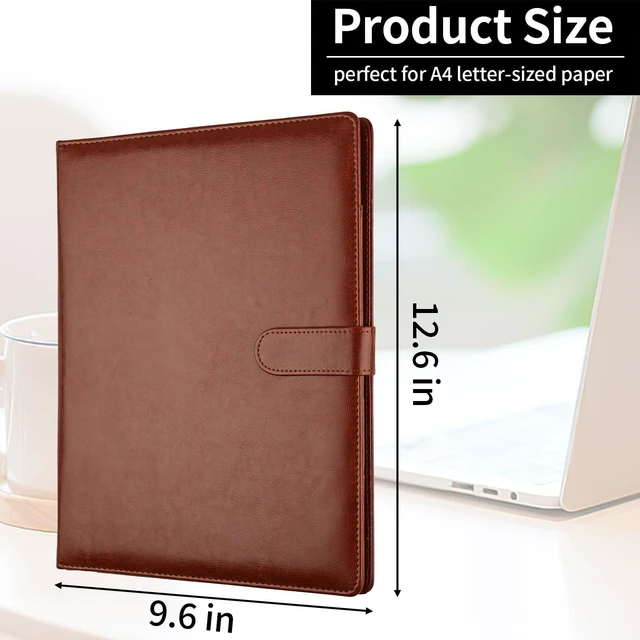 Alt view image 2 of 7 - Professional Padfolio with Clipboard, Faux Leather Portfolio Folder Binder Brown Legal Pad Holder for A4 Letter Size Notepad, Resume, Notebook Cover Organizer for Business Office Conference