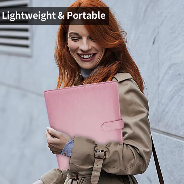 Alt view image 3 of 7 - Professional Padfolio with Clipboard, Faux Leather Portfolio Folder Binder Pink Legal Pad Holder for A4 Letter Size Notepad, Resume, Notebook Cover Organizer for Business Office Conference