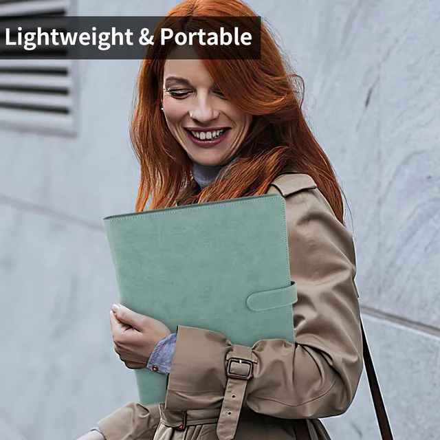 Alt view image 5 of 7 - Professional Padfolio with Clipboard, Faux Leather Portfolio Folder Binder Gray Green Legal Pad Holder for A4 Letter Size Notepad, Resume, Notebook Cover Organizer for Business Office Conference
