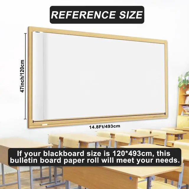 Alt view image 2 of 7 - White Bulletin Board Paper Roll,14.8FTx47IN Large Reusable Waterproof Erasable Classroom Wall Background Backdrop, Fade-Resistant Fabric Wrapping Paper School Decors Teacher Supplies