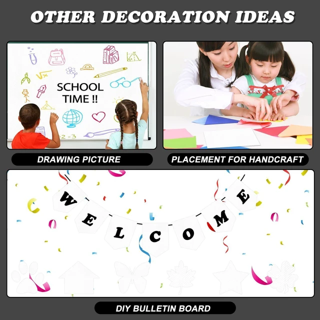 Alt view image 5 of 7 - White Bulletin Board Paper Roll,14.8FTx47IN Large Reusable Waterproof Erasable Classroom Wall Background Backdrop, Fade-Resistant Fabric Wrapping Paper School Decors Teacher Supplies
