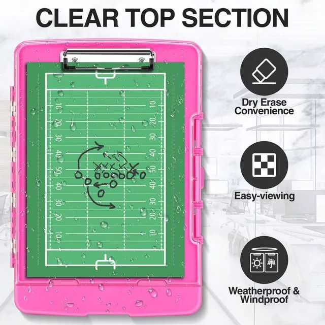 Alt view image 3 of 7 - Original Clipboard with Dual Storage, Heavy Duty Clip Boards 8.5x11 Dual Compartment, Clearview, Dry Erase, High Capacity, Real Hinge, High Capacity, Pen Holder, Coach School & Office Supplies