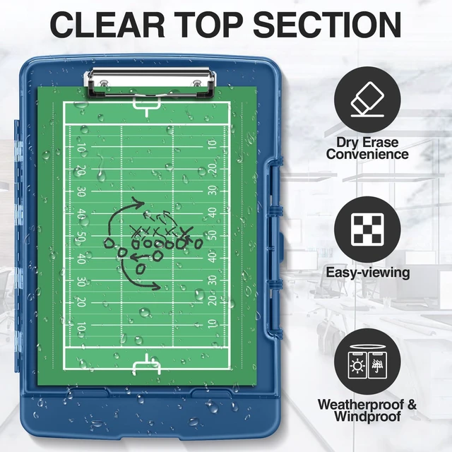 Alt view image 3 of 7 - Original Clipboard with Dual Storage, Heavy Duty Clip Boards 8.5x11 Dual Compartment, Clearview, Dry Erase, High Capacity, Real Hinge, High Capacity, Pen Holder, Coach School & Office Supplies
