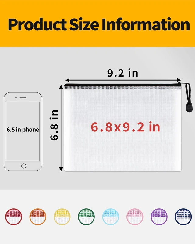 Alt view image 2 of 7 - Plastic Mesh Zipper Pouch 6.8x9.2 in (Black, 24 Packs), Small Water-Resistant Zip Bag for School Office Supplies, Pencil Organizing Storage