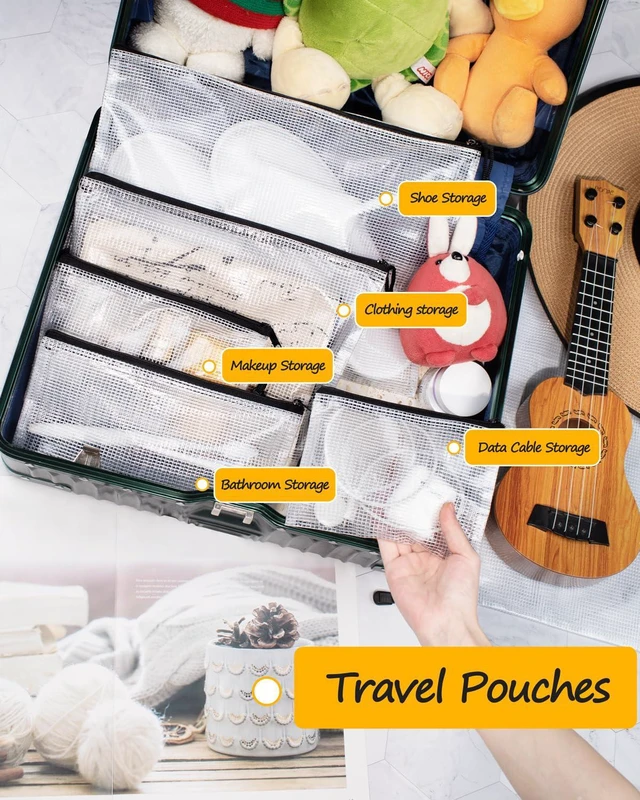 Alt view image 4 of 7 - Plastic Mesh Zipper Pouch 6.8x9.2 in (Black, 24 Packs), Small Water-Resistant Zip Bag for School Office Supplies, Pencil Organizing Storage