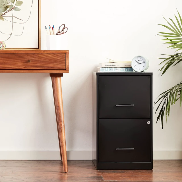 Alt view image 2 of 7 - 2 Drawer Locking Filing Cabinet | Pre-Assembled Steel Construction | Space-Saving Design is Perfect for Home and Small Office | Letter-Size | Assembled in North America