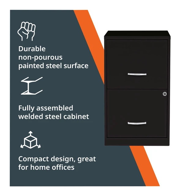 Alt view image 5 of 7 - 2 Drawer Locking Filing Cabinet | Pre-Assembled Steel Construction | Space-Saving Design is Perfect for Home and Small Office | Letter-Size | Assembled in North America