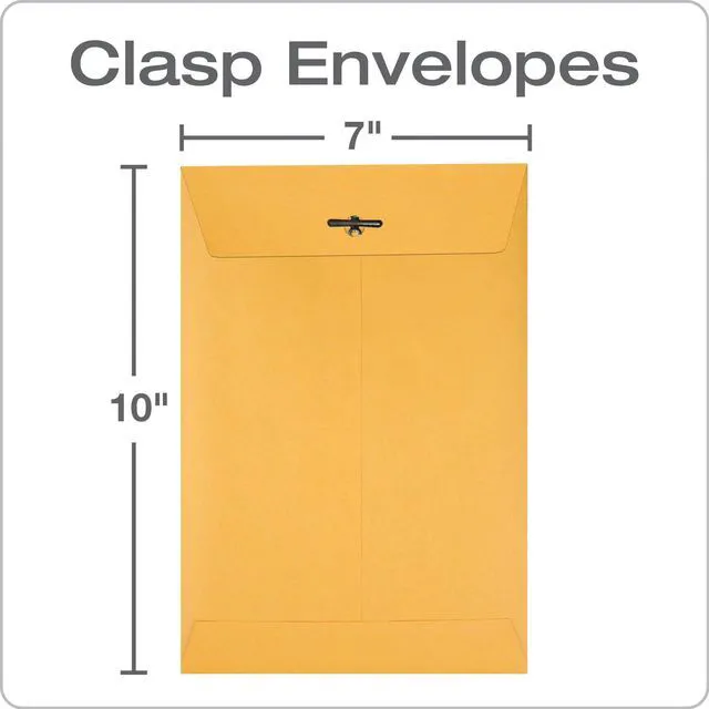 Alt view image 2 of 7 - 7 x 10 Clasp Envelopes, Clasp and Gummed Closures for Storing or Mailing, 28 lb Kraft Paper, 100 per Box (QUA37868)