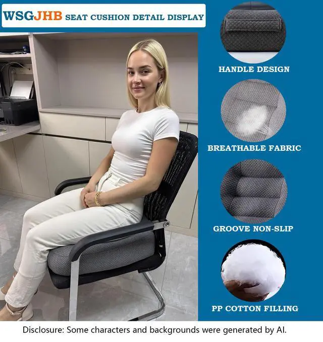 Alt view image 3 of 7 - Adult Booster Seat Cushion, Car Seat Cushions for Short People/Thick Office Chair Booster Seat Increase Field of View, for Trucks, Car, Office Chair, Home, Wheelchair,Angle Lift Seat Cushion (Grey)