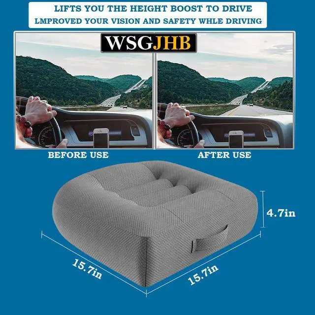 Alt view image 4 of 7 - Adult Booster Seat Cushion, Car Seat Cushions for Short People/Thick Office Chair Booster Seat Increase Field of View, for Trucks, Car, Office Chair, Home, Wheelchair,Angle Lift Seat Cushion (Grey)