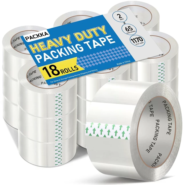 Main image of Clear Packing Tape, Heavy Duty Packaging Tape Refills 18 Rolls, 2 inch x 65 Yards, Shipping Tape Box Tape Mailing Tape for Shipping Packaging Moving Sealing and Storage