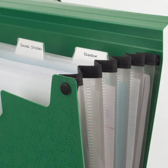 Alt view image 2 of 7 - Expanding File Organizer, 6-Pocket Accordian File Organizer, Bungee Closure, Holds 11" x 8-1/2", Forest Green (350100D-ECM) (Pack of 2)