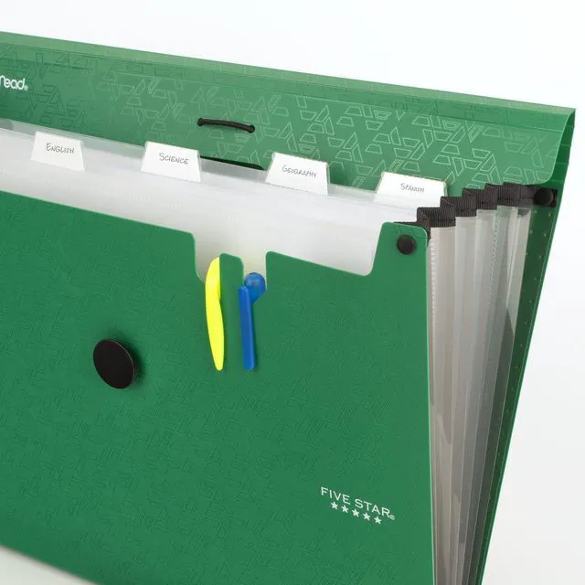 Alt view image 4 of 7 - Expanding File Organizer, 6-Pocket Accordian File Organizer, Bungee Closure, Holds 11" x 8-1/2", Forest Green (350100D-ECM) (Pack of 2)