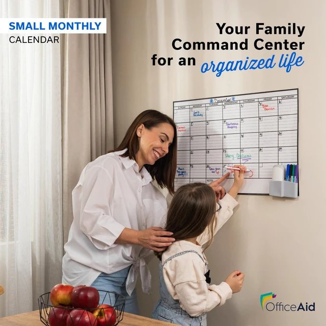 Alt view image 6 of 7 - (2 PK) Small Dry Erase Calendar for Wall, 17x26, Small Wall Calendar Dry Erase, White Board for Office, Home & School, Erasable Whiteboard, Monthly Undated Reusable White Board Planner