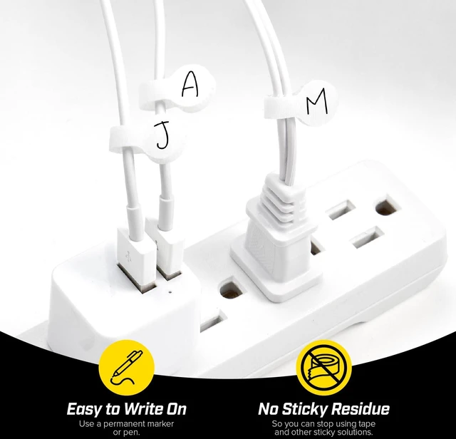 Alt view image 2 of 6 - Cable Labels - Mini (60 Pack) White Cord Labels, Wire Labels, Cable Tags and Wire Tags for Cable Management and Organizer for Electronics, Computers