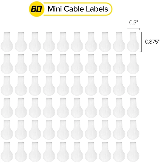 Alt view image 3 of 6 - Cable Labels - Mini (60 Pack) White Cord Labels, Wire Labels, Cable Tags and Wire Tags for Cable Management and Organizer for Electronics, Computers
