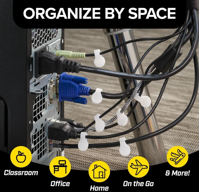 Alt view image 5 of 6 - Cable Labels - Mini (60 Pack) White Cord Labels, Wire Labels, Cable Tags and Wire Tags for Cable Management and Organizer for Electronics, Computers