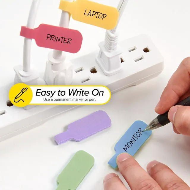 Alt view image 3 of 7 - Cable Labels - Medium, Macaron (30-Pack) Write On Cord Tags for Wire Management and Identification