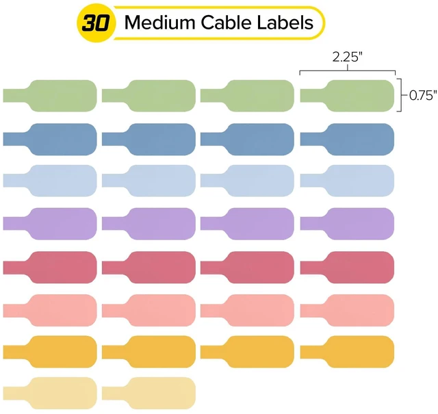 Alt view image 4 of 7 - Cable Labels - Medium, Macaron (30-Pack) Write On Cord Tags for Wire Management and Identification