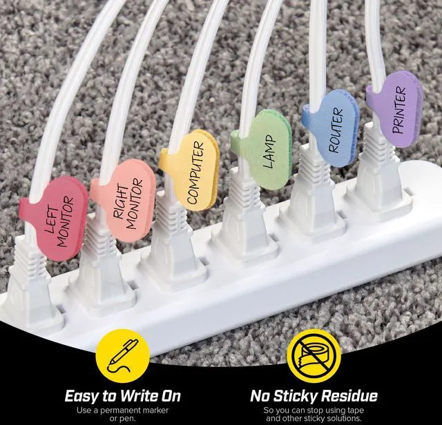Alt view image 2 of 7 - Cable Labels - Oval, Macaron (36 Pack) Write On Cord Labeler Wire Label Tags